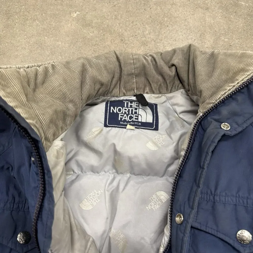Vintage 70s The North Face TNF Goose Down Puffer Jacket Mens Sz Small Navy Blue